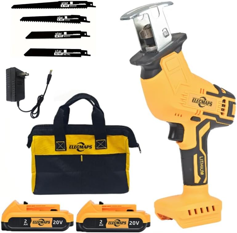 Electric Cordless Reciprocating Saw, For 20V Batteries, 0-3500 SPM Speed Adjustment, Tool-free Blade Changing, Includes 4 Blades, Selectable 2.0Ah/8.0Ah Batteries (Style3)