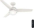 Hunter 48 inch Indoor Ceiling Fan with LED Light and Remote Control - White Ceiling Fan, Standard Mount, 3 Blades, For Bedroom, Living Room, or Kitchen, Quiet - Midtown 54211, Fresh White