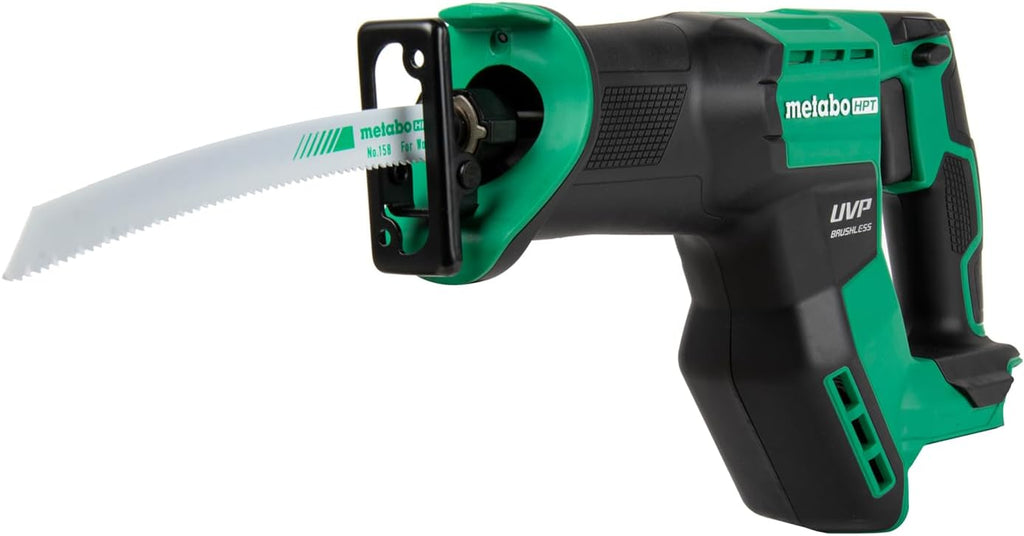 Metabo HPT 18V MultiVolt Cordless Compact Reciprocating Saw, Top Class Cutting Speed, 20% More Compact, 1-1/8' Stroke Length, 3,000 SPMs, Up to 125 Cuts Per Charge, Tool Body Only, CR18DMAQ4