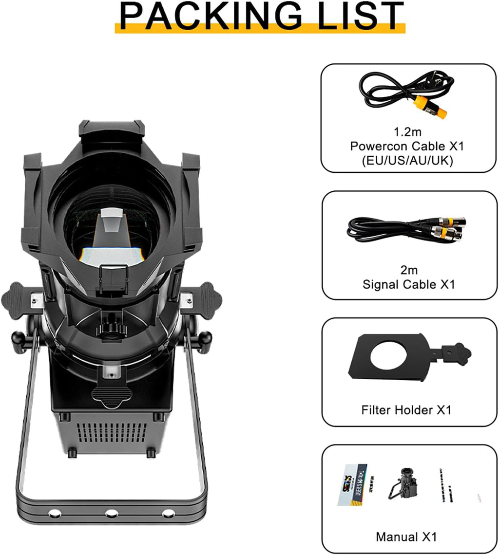 stagelight SHEHDS LEKO Profile Stage Spotlights LED Zoom 250W Cool White+Warm White, 19° Angle, 2800K to 10,000K Par Ellipsoidal Lights, DMX512 Disco DJ Lights for Show