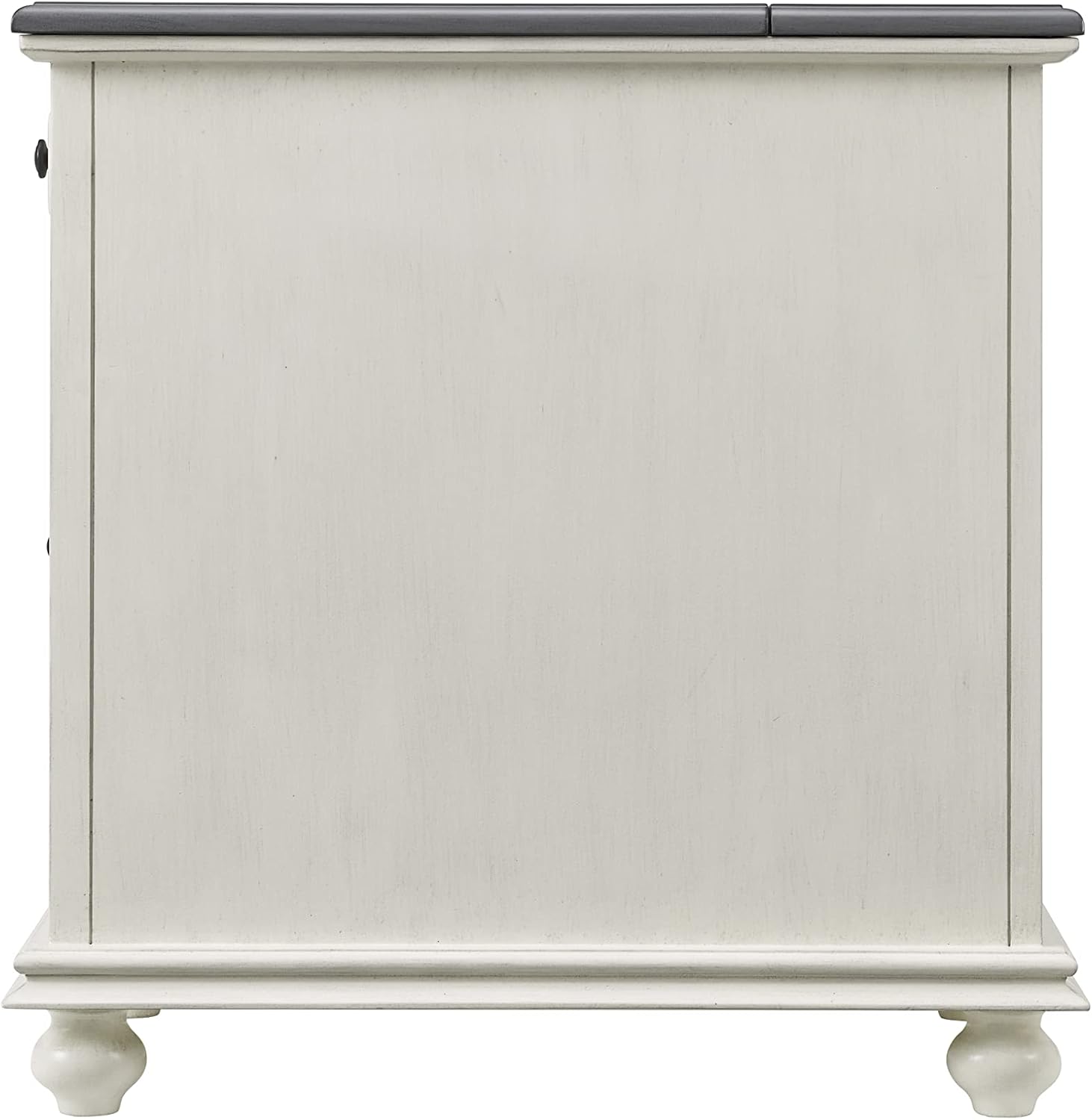 Martin Svensson Home Elegant Chairside End Table with Power — 24″W x 16″D x 25″H, White with Gray Top — Transitional Painted Accent Table with Flip-Top USB Charging, Drawer & Cabinet Storage