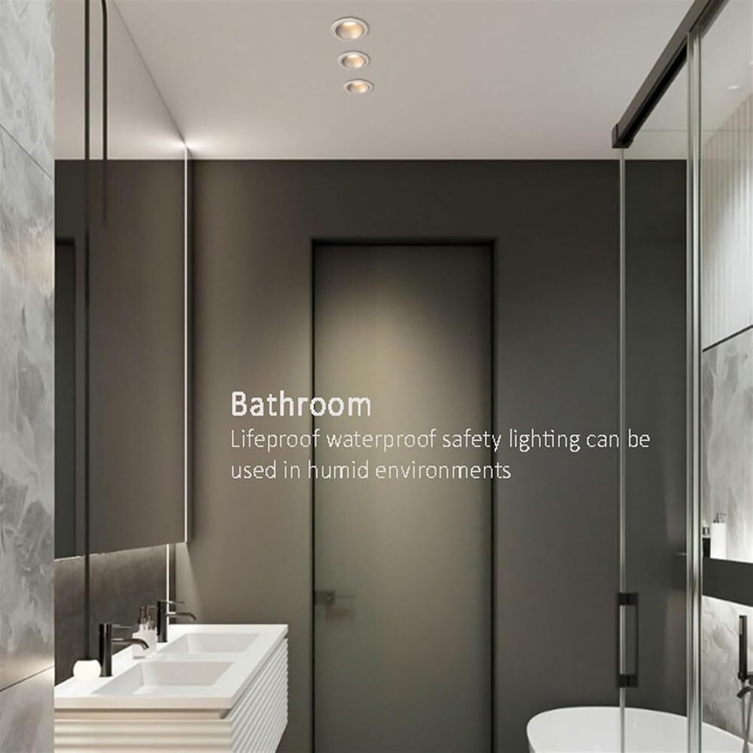 7W/12W/15W Ceiling Recessed Aluminum Panel - IP65 Waterproof Rustproof Recessed Shower Spotlight for Indoor & Outdoor Wet Areas