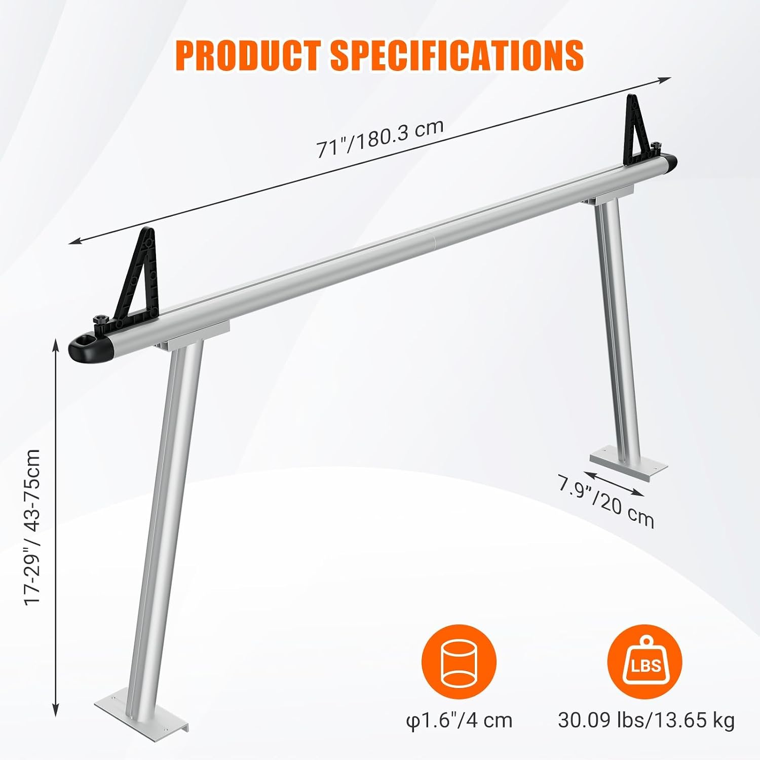 GarveeTech Truck Rack, 71' Aluminum Ladder Rack for Trucks, 800 lbs Capacity with Non-Drilling C-Clamps, Heavy Duty Pickup Truck Racks Two-Bar Set for Kayak, Surfboard, Lumber, Ladder