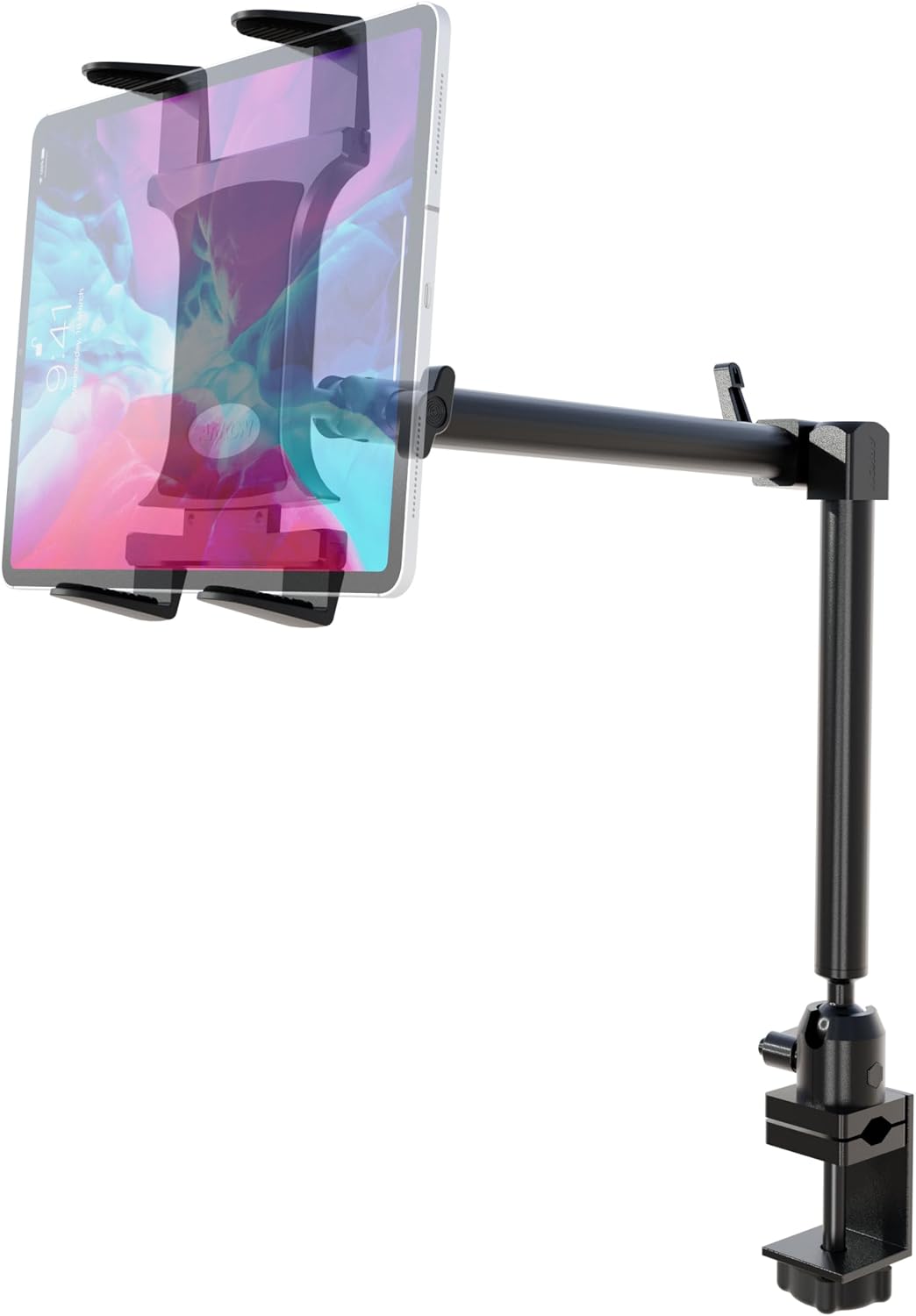 ARKON Mounts Heavy-Duty Tablet Mount with Clamp | Universal Tablet Holder | Strong C-Clamp | Multi-Angle Arm | Compatible with iPad Pro, Mini, Surface Pro, Samsung Tablets, and more