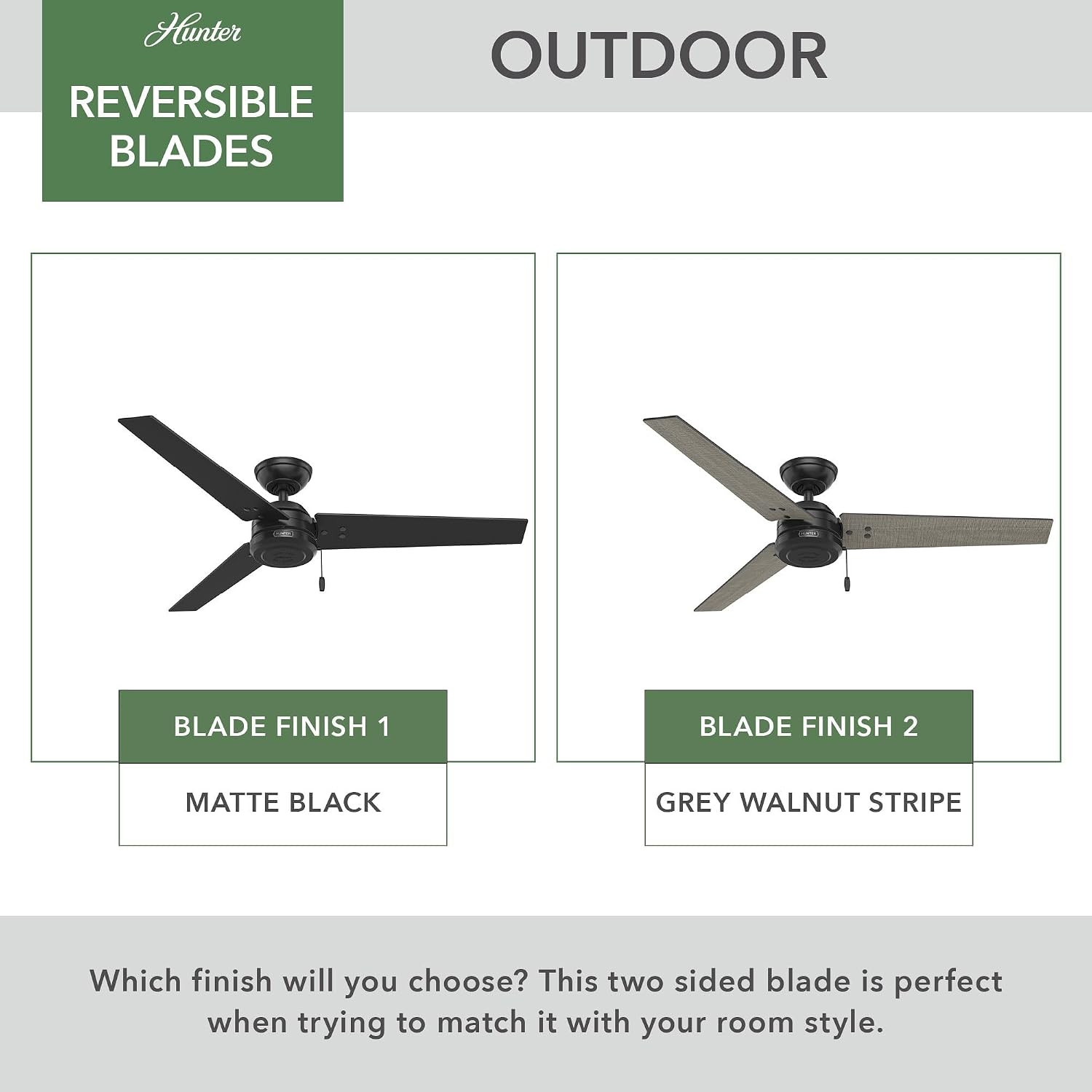 Hunter 52 in. Outdoor Industrial Ceiling fan in Matte Black, 3-Blade (Renewed)