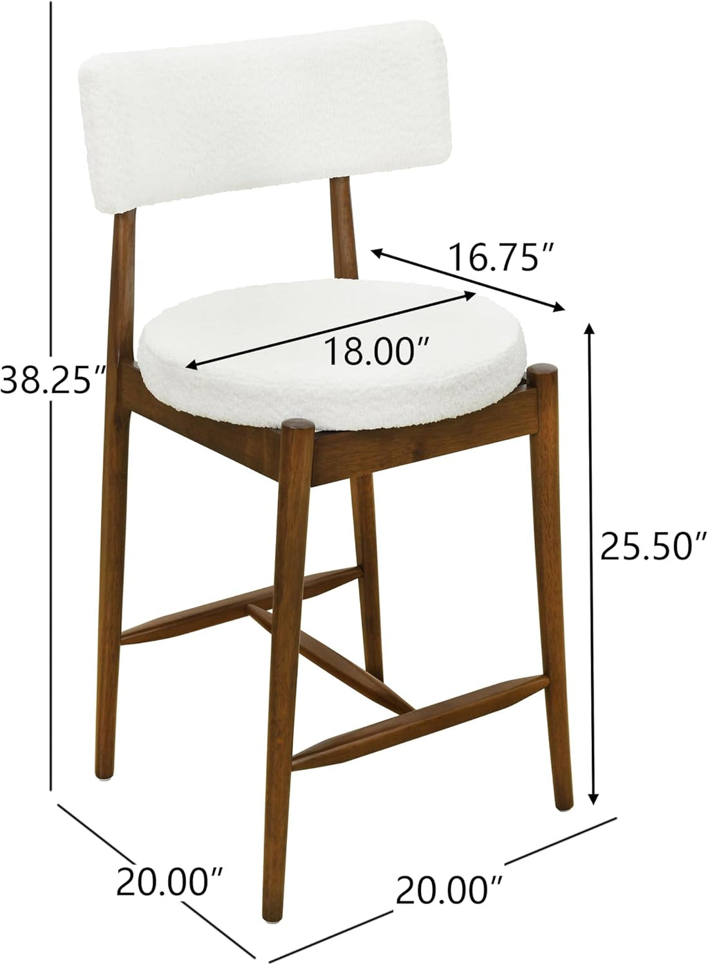 Christopher Knight Home Ebany 25.50' H Barstools Set of 2, Upholstered Counter Stool, Comfy Backrest Kitchen Stool, Rubberwood Frame Stool Chair, Bistro Chair for Kitchen Dining Room, Beige+Brown