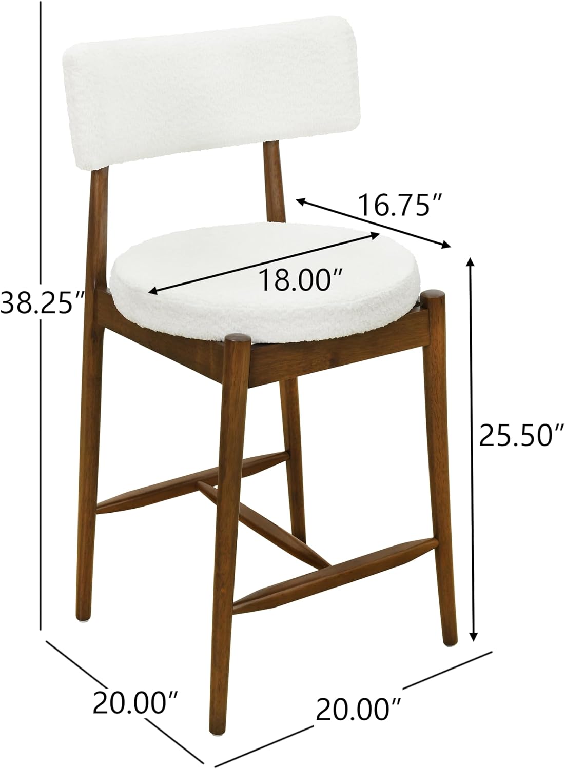 Christopher Knight Home Ebany 25.50' H Barstools Set of 2, Upholstered Counter Stool, Comfy Backrest Kitchen Stool, Rubberwood Frame Stool Chair, Bistro Chair for Kitchen Dining Room, Beige+Brown