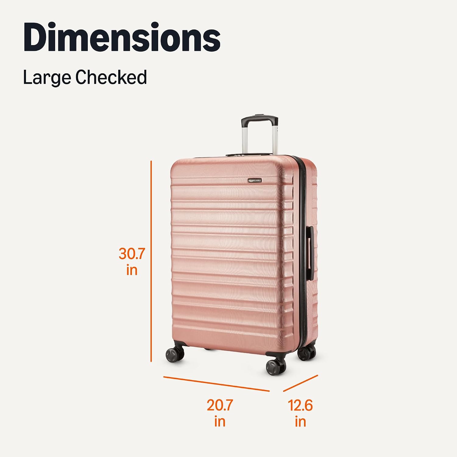 Amazon Basics 30' Hardside Large Checked Luggage, Expandable For Up to 15% More Space, Scratch-Resistant Surface, Four Multi-directional Wheels, Rose Gold