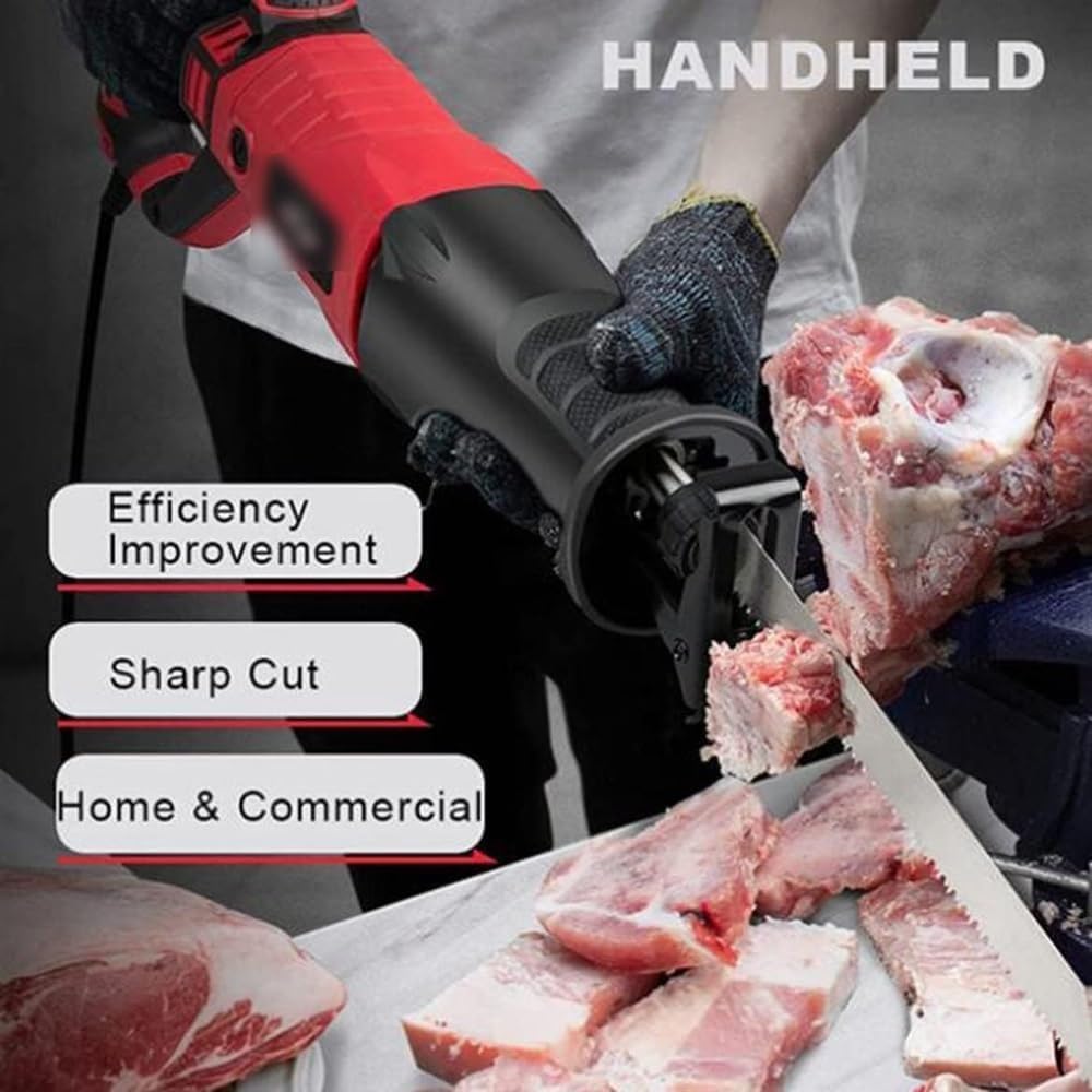 electric reciprocating bone saw electric butchers saw Handheld Reciprocating Saw Battery Powered Multifunctional Reciprocating Saw for Cutting Meat Beef Fish Ribs,C