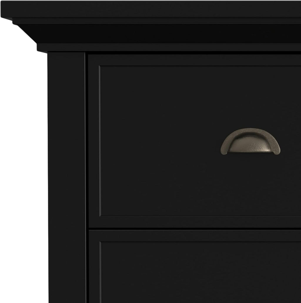 SIMPLIHOME Redmond Storage Cabinet - 39 inch Wide Solid Wood Medium Storage Cabinet in Black, Transitional Accent Cabinet for Entryway or Living Room with 4 Drawers and Cabinet Storage
