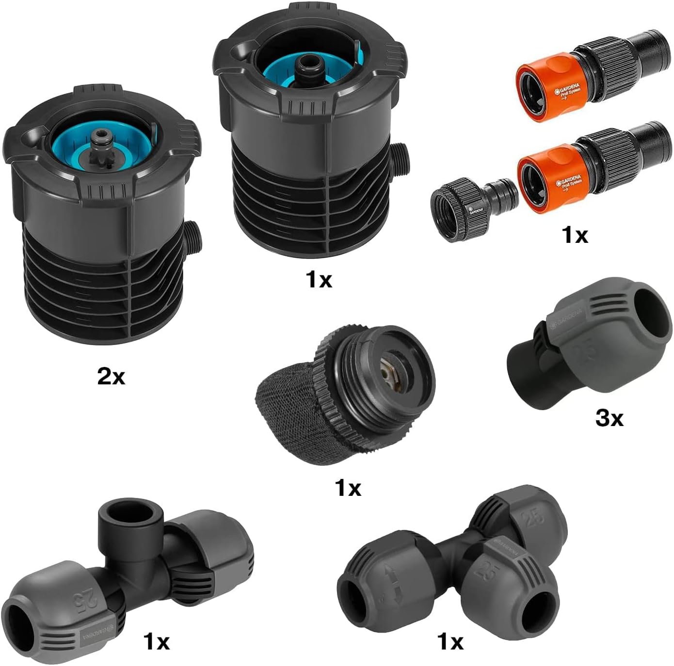 Gardena Sprinkler System Pipeline Starter Set: Complete Set for Entertaining The Pipeline System, Water Removal Around The Home and Garden, Underground Mounting (08270-20) – Assorted Colors