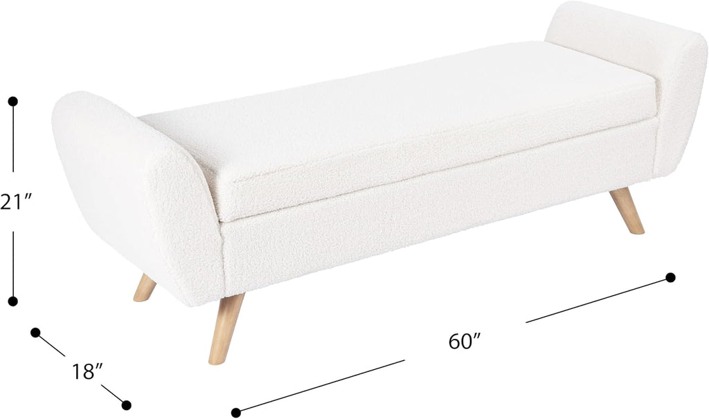 HomePop 60' Modern Storage Bench with Wood Legs - Sherpa Cream