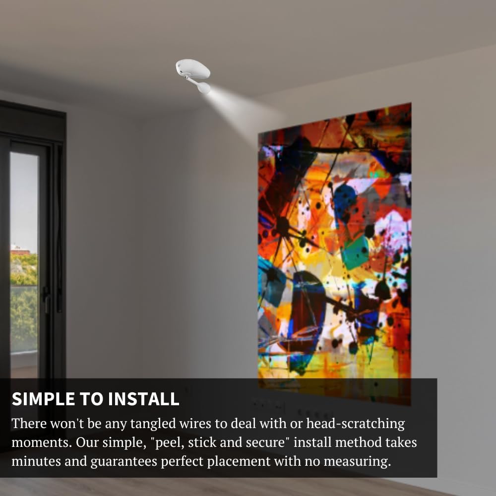 Method Lights Wireless LED Picture Light, Wireless Ceiling Mounted Spotlight for Artwork, Painting, Photo Display, Remote Control, 11 Color Temperature Settings, Dimmer, Timer, Rechargeable Battery