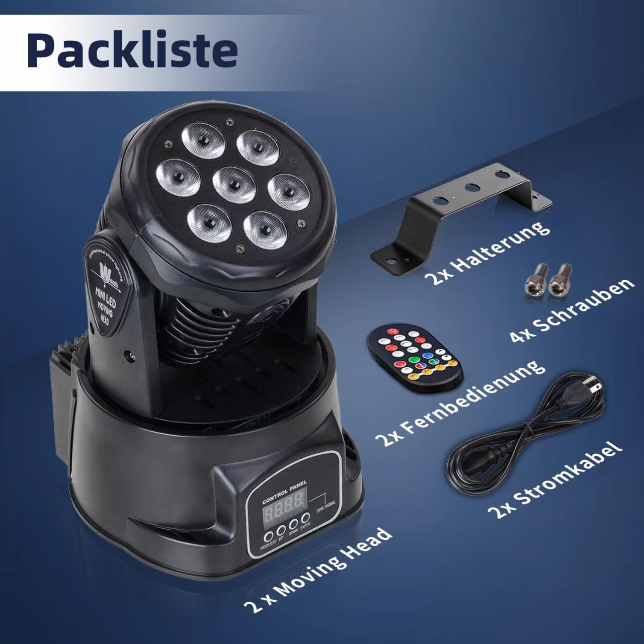 Moving Head Light 7x10W, RGBW Stage Lightin with Remote Control, DMX 512 Strobe, LED Beam Spotlight 9/14 CH, for DJ Disco Wedding Bar Christmas Halloween Party Church (2 Pack)