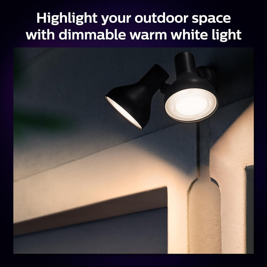 PHILIPS Hue Smart 100W PAR38 LED Bulb, 2 Pack, White & Color Ambiance Color-Changing Light, 1300LM, E26, Outdoor Light Bulbs, Control with Hue App, Works with Alexa, Google Assistant and Apple Homekit