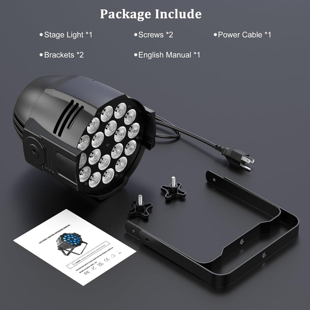 4-Pack Par Lights DJ Stage Light 18X10W 4 in 1 Spotlight with DMX Sound Activated Control DJ Uplighting for Wedding,Parties