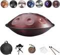 Handpan Instrument 432Hz/440Hz in D Minor Kurd, Steel Handpan 22 Inches, 9/10/12 Notes Handpan Drum with Mallets and Soft Bag, Suitable for Professional Performance(Purple,432HZ/12Note)