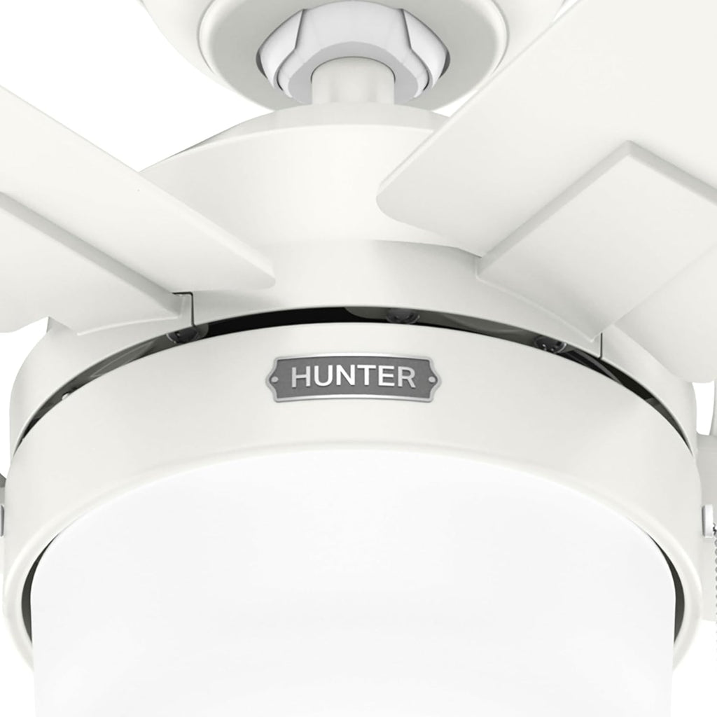 Hunter Fan 52 Inch Fresh White Indoor Ceiling fan with LED Light and Pull Chain for Bedroom, Living Room, Office, Basement, Kitchen, Dining Room (Renewed), CC5C27C73