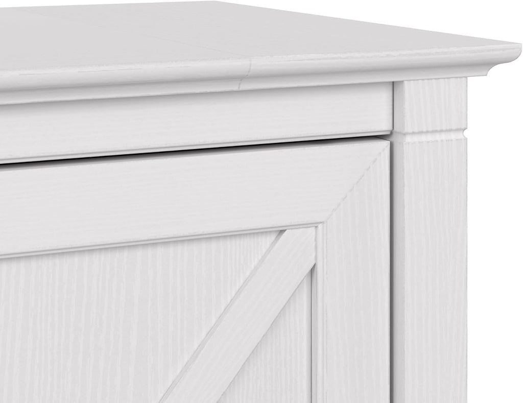 Bush Home Key West Tall Storage Cabinet with Doors in Pure White Oak