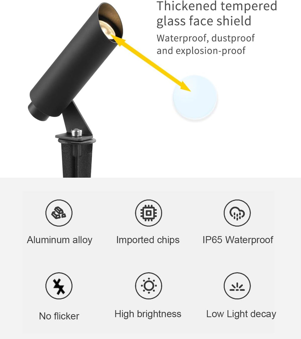 Outdoor Landscape Lighting, Mini Size Low Voltage LED Spotlight 3000K 4 Pack, IP65 Waterproof, with Quick Installation Accessories, for House Patio Garden Fence Tree Yard Plant Flags Use