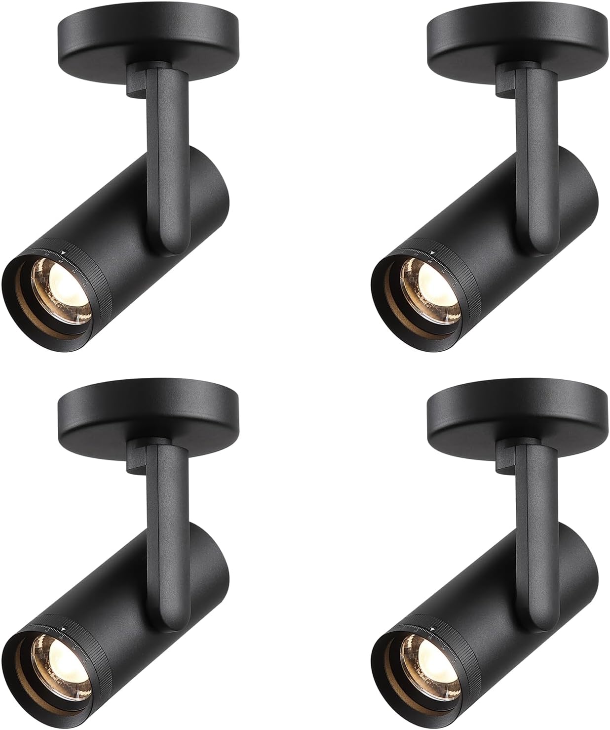12W LED Dimmable Zoomable Ceiling Spotlight Indoor – Adjustable Wall Surface Mount Accent Spot Light for Home Pitcure, Painting, Plants & Artwork | Warm White 3000K CRI 97, Black 4 Packs