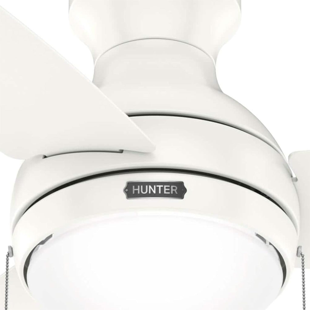 Hunter Fan 44 inch Fresh White Indoor Ceiling Fan with Light and Pull Chain for Bedroom, Living Room, Office, Basement, Kitchen (Renewed), CC5C27C65