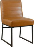 HomePop Channeled Metal Dining Chair - Caramel Brown Faux Leather (Single Pack)