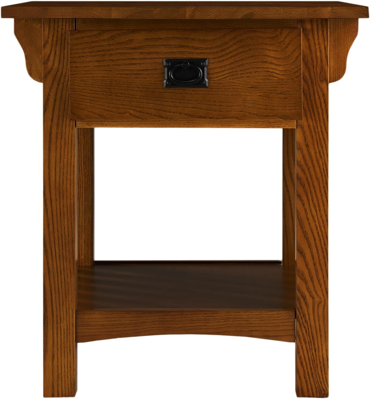 Leick Home Mission End Table, Solid Wood, 1 Storage Drawer, Additional Secret Compartment, Bottom Display Shelf, Easy-Assembly, Medium Oak, 20.0 in. L x 24.0 in. W x 24.0 in. H, 8222-SC