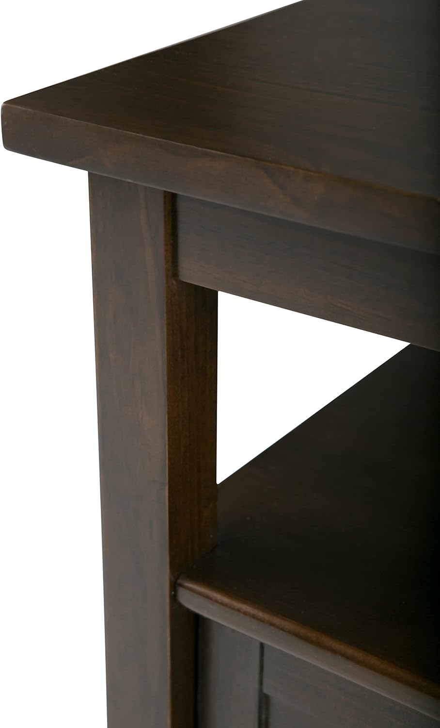 SIMPLIHOME Warm Shaker End Table - 20' Wide x 20' High Solid Wood Side Table in Tobacco Brown, Transitional Accent Table for Living Room or Bedroom with Drawer, Open Shelf and Square Tapered Legs