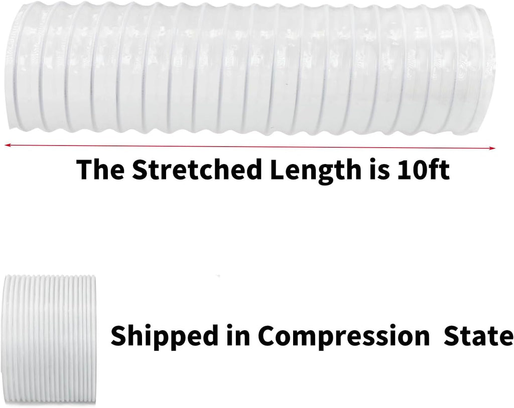 JUYO VONSAN 8 Inches Dust Collection Hose 10ft Flex Heavy Duty 8 In Clear PVC Dust Debris Collector Hose With Connector and Clamps (8'' X 10ft)