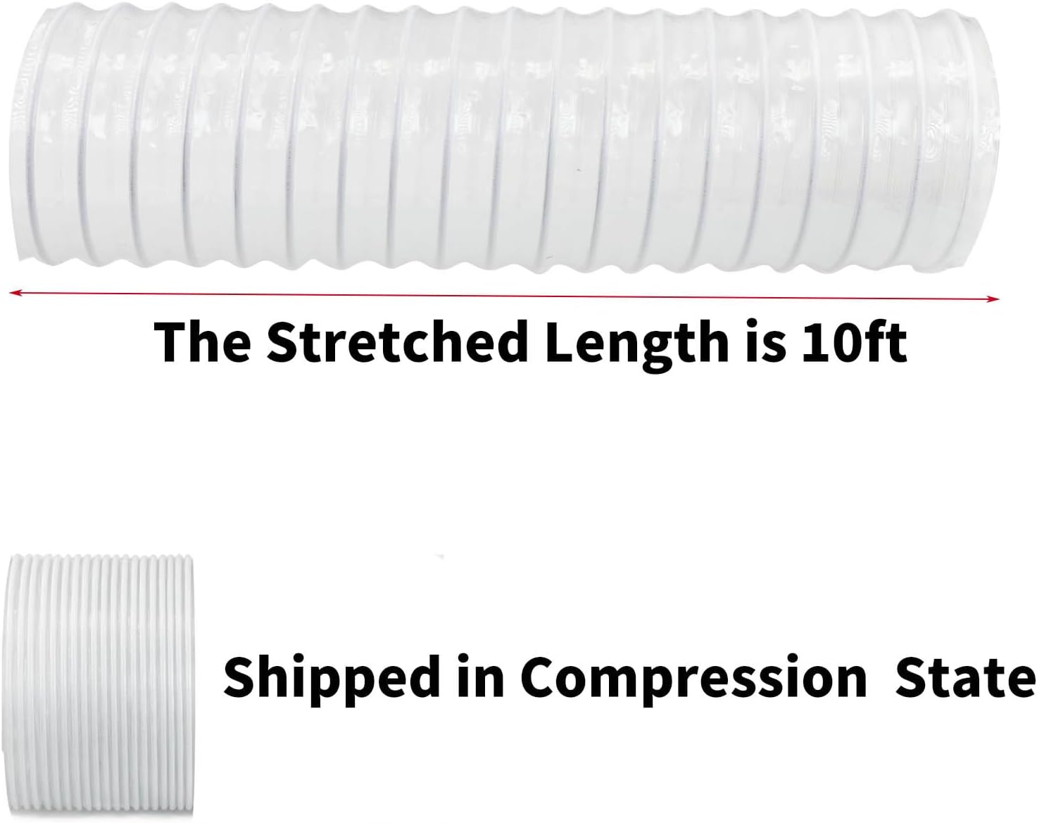 JUYO VONSAN 8 Inches Dust Collection Hose 10ft Flex Heavy Duty 8 In Clear PVC Dust Debris Collector Hose With Connector and Clamps (8'' X 10ft)