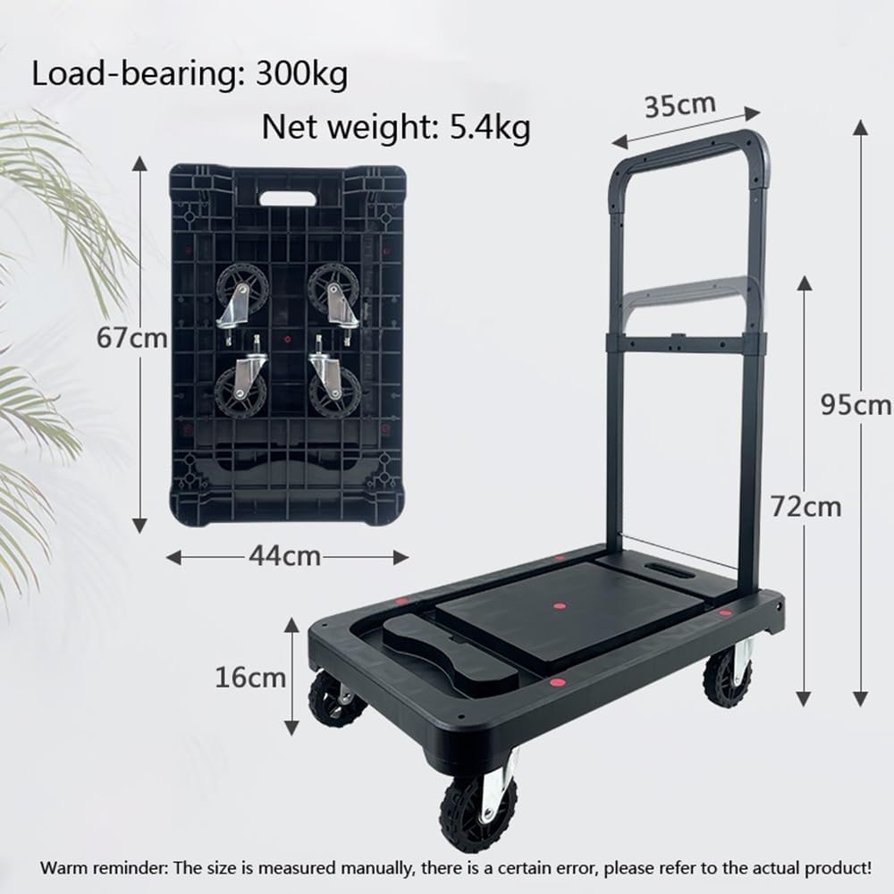 Hand Truck Cart - Portable Flatbed Trolley, Lightweight Heavy-Duty Push-Pull Handcart for Easy Carrying & Loading