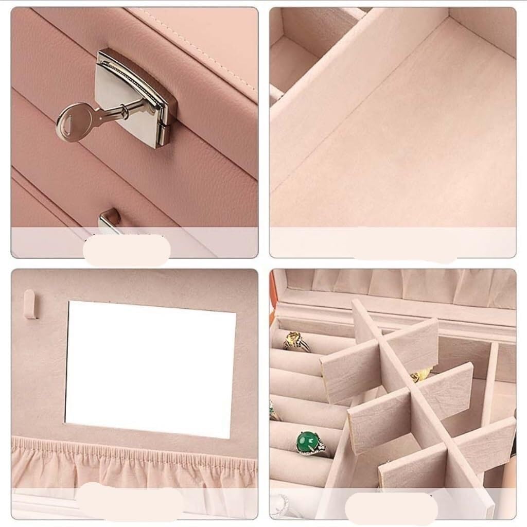 Jewelry Boxes for Women Three Layer PU Leather Jewelry Box Jewelry Storage Box Jewelry Suitcase Drawer Type Jewelry Packaging Box Jewelry Organizer for Bedroom Bathroom Cloakroom Vanity