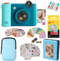 Kodak Smile+ 2-in-1 Digital Instant Print Camera & Photo Printer Gift Bundle + Case + Zink 2x3 Sticky Back Photo Paper 20pk + Album + Sticker Frames + Hanging Frames + Sticker Sets + Markers - Blue