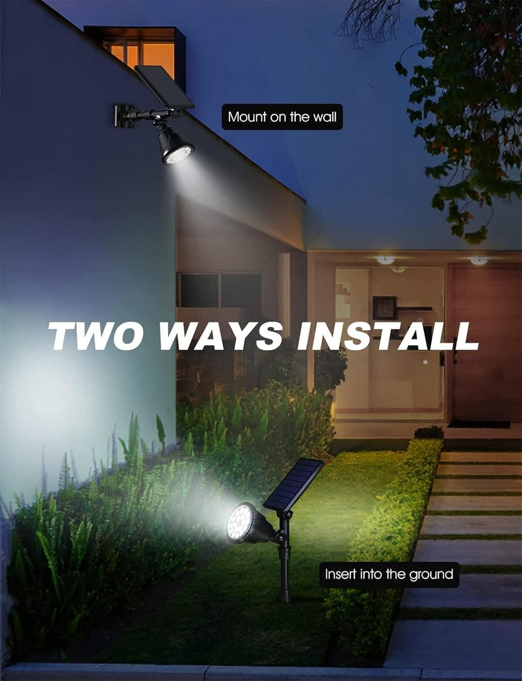 Solar Spot Lights Outdoor,2.5W Solar Panel and Bright 2 in 1 Waterproof Solar Powered Landscape Spotlights Wall Light for Garden Patio Yard Flag Pole Pool,Warm Light,6 pcs (Colorful 4 pcs)