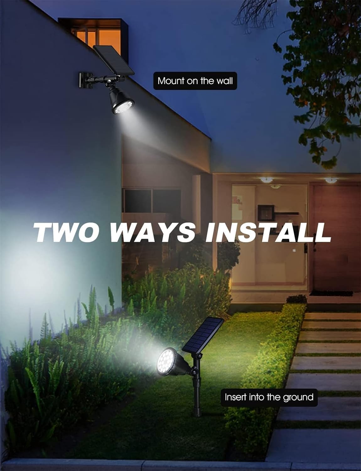Solar Spot Lights Outdoor,2.5W Solar Panel and Bright 2 in 1 Waterproof Solar Powered Landscape Spotlights Wall Light for Garden Patio Yard Flag Pole Pool,Warm Light,6 pcs (Colorful 4 pcs)