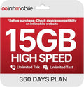 Infimobile Prepaid Unlimited Plan: 12 Months 15GB High-Speed Data Per Month Unlimited Data Talk & Text Prepaid Plan Service SIM Card Nationwide Coverage 4G, 5G Network : Cell Phones & Accessories