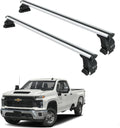 Fits Chevy/Chevrolet Silverado 2500/3500 Roof Rack Cross Bars (2014–Present) – Aluminum T-Slot Bars, Clamp-On, Lockable, Heavy-Duty, No-Drill for Bare Roof (Silver)