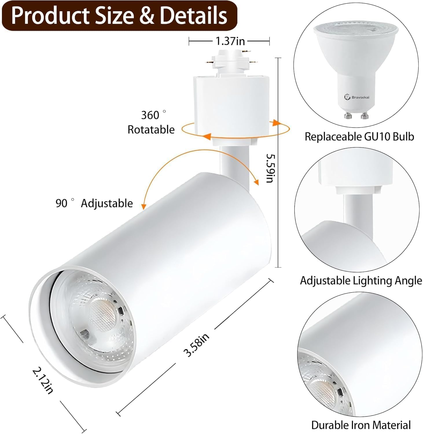 GU10 Track Lighting Fixtures, White RGB 12-Pack Track Light Heads, 120V Colour-Changing Ceiling Spotlight Fixture with IR Remote for Living Room, Home Parties, Nightclubs