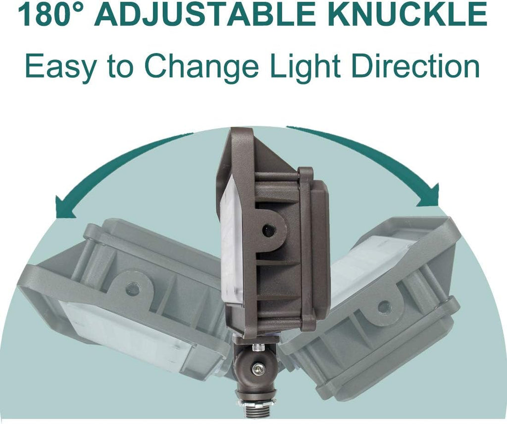 kadision LED Flood Light Outdoor with Dusk to Dawn Photocell, 50W 6500LM IP65 Waterproof Adjustable Knuckle Mount LED Flood Lights 5000K 100-277V ETL Listed (Pack of 3)