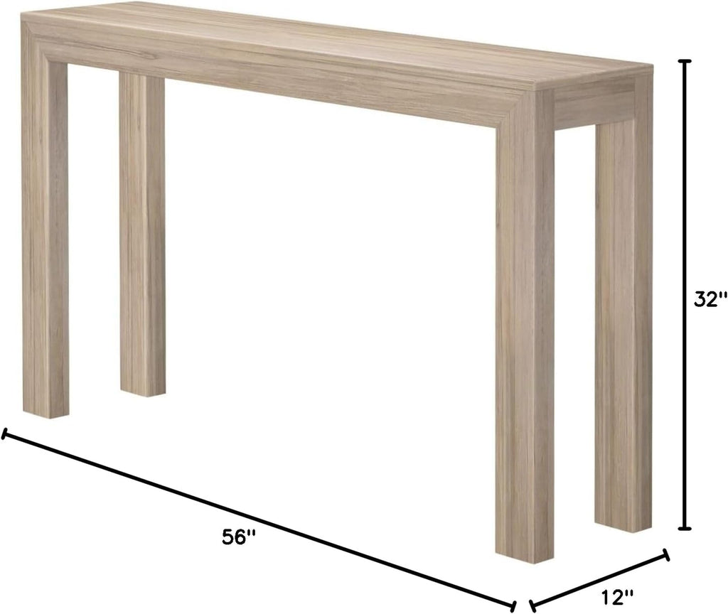 Plank+Beam Modern 56 Inch Console Table, Solid Pine Wood Entryway Table, Narrow Sofa Table for Hallway or Living Room, Blonde