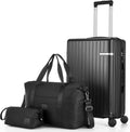 Hoteel Luggage Sets 3 Piece ABS+PC Hardside, 4-Year Warranty, Luggage Set with Spinner Wheels, TSA Lock, Lightweight Carry on Luggage, 20' Suitcase with Duffel & Organizer, Black