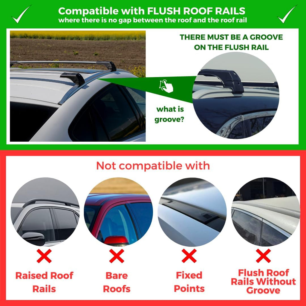 ERKUL Roof Rack Cross Bars for Audi Q5 2018-2026 | Aluminum Crossbars with Anti Theft Lock for Rooftop | Compatible with Flush Rails - Silver