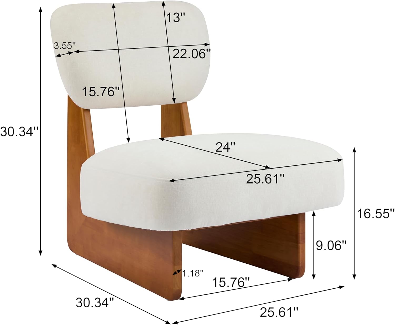 Christopher Knight Home Mores Low Profile Accent Chair Set of 2, Modern Living Room Armless Lounge Chair, Fabric Comfy Reading Chair for Bedroom, Wooden Frame and Thick Padded Seat, Beige + Natural