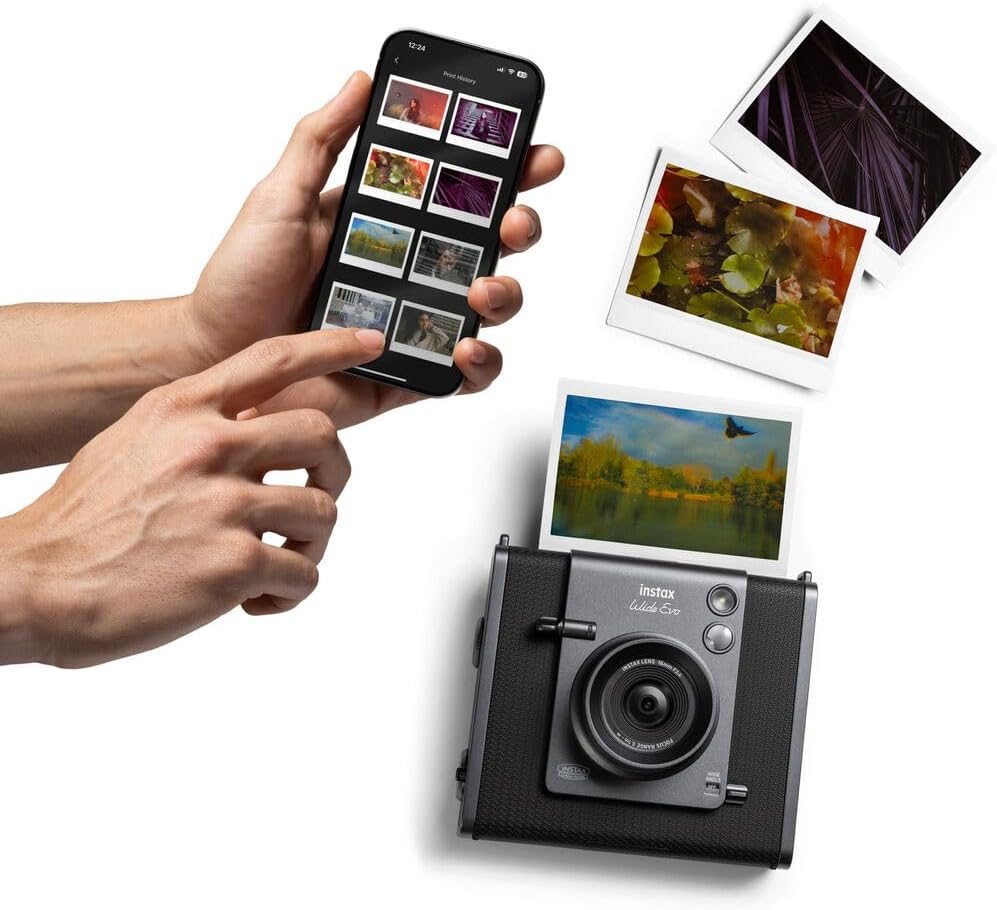 Fujifilm Instax WIDE EVO Hybrid Instant Film Camera Bundle, Includes INSTAX WIDE Instant Film (20 Exposures), SanDisk 32GB MicroSDHC Memory Card and More (5 Items)