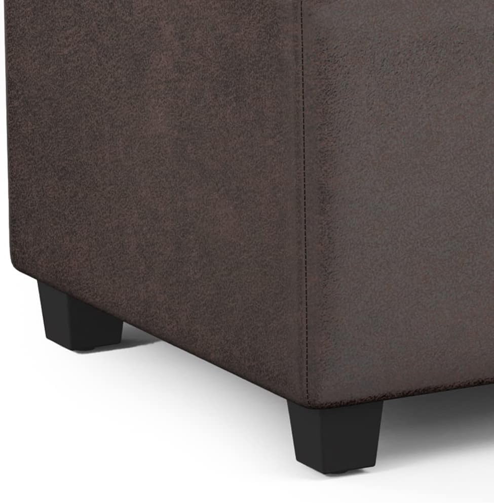 SIMPLIHOME Avalon Extra Large Storage Ottoman Bench - 54 inch Wide Upholstered Vegan Leather Rectangular Lift-Top Ottoman in Distressed Brown, Contemporary Bench for Living Room with Hidden Storage