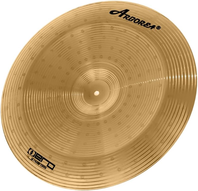 Arborea Cymbal Pack for Drum 8 pcs Super Polishing Cymbals Set Brilliant Gold Hero Series Include 14'Hihats 16'Crash 18'Crash 20'Ride Bonus 10' Splash 16'Ozone Stacker 18' China Cymbal Free Cymbal Bag