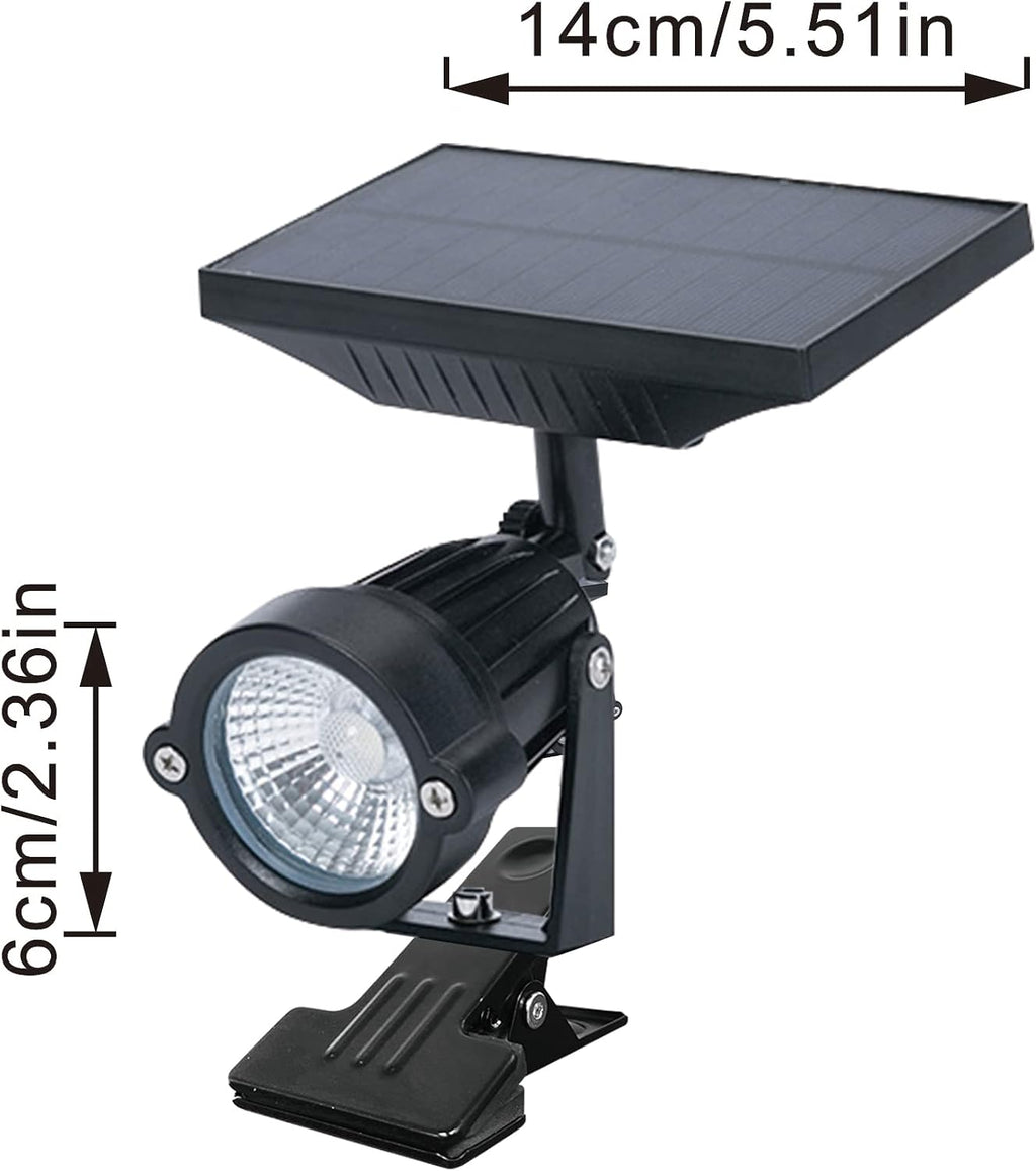 Outdoor LED Spotlight Waterproof Solar Spotlights with Clip Security Tree Spotlights Adjustable IP65 Mini Clip Lamp for Billboards Courtyard Garden Pathway Light-Operated HWD0174-3P