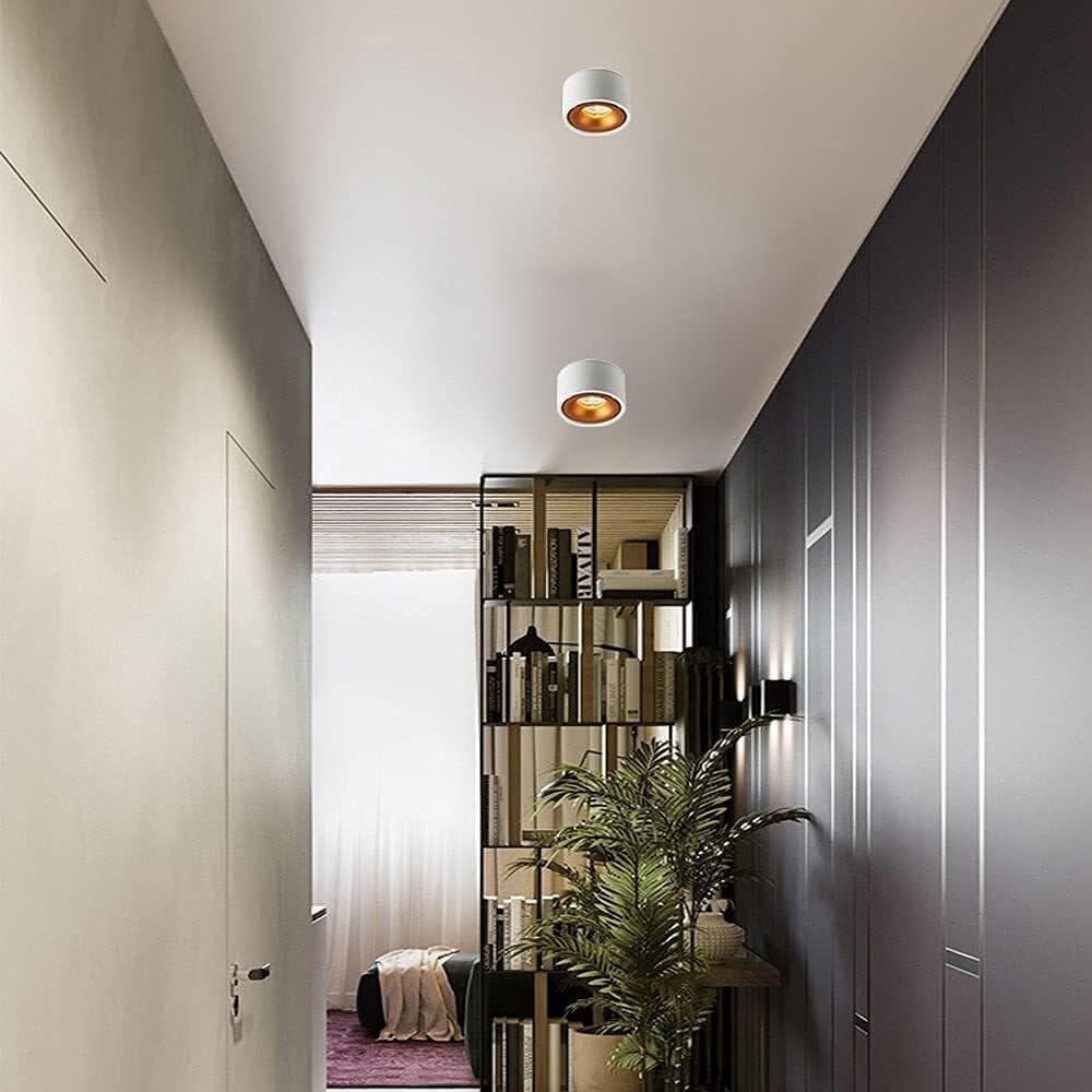 Wall Lamps LED Ceiling Spot Light Aluminum Matte Mounted Cylinder Down Light Indoor Minimalist Focus Ceiling Spotlight Fixture for Living Room Hallway Foyer 7W-Black-6000k