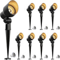 GOODSMANN Low Voltage Landscape Flood Lights 8PK Kit 3W LED 200 Lumen Outdoor Spotlights 3000K Warm White Replaceable LED Outside Hardwired Lighting with Metal Stakes Cable Connectors Replaceable
